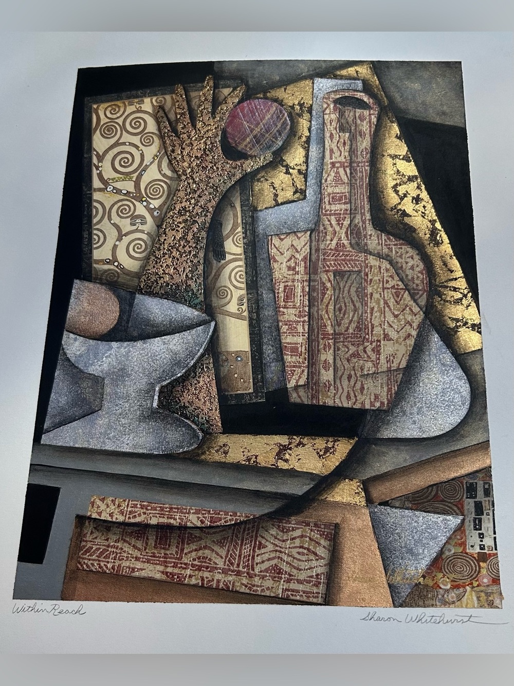 Abstract Still Life Painting in Gold and Gray 12x16”